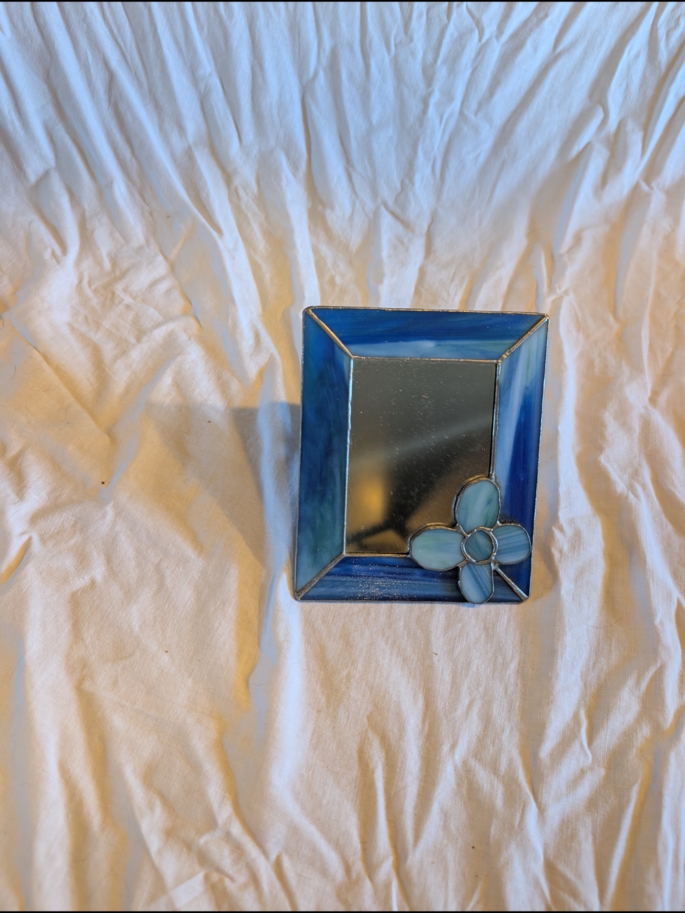 2/40$ Vintage Blue Stained Glass small Mirror